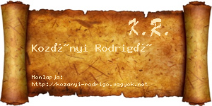 Kozányi Rodrigó névjegykártya