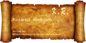 Kozányi Rodrigó névjegykártya
